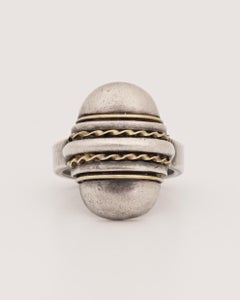 Rare Paul Bablet Art Deco Silver and Gold Ring, circa 1930