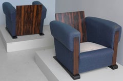 Rare Paul Bromberg Armchairs in Fabric and Macassar Ebony by Pander & Zonen 1933