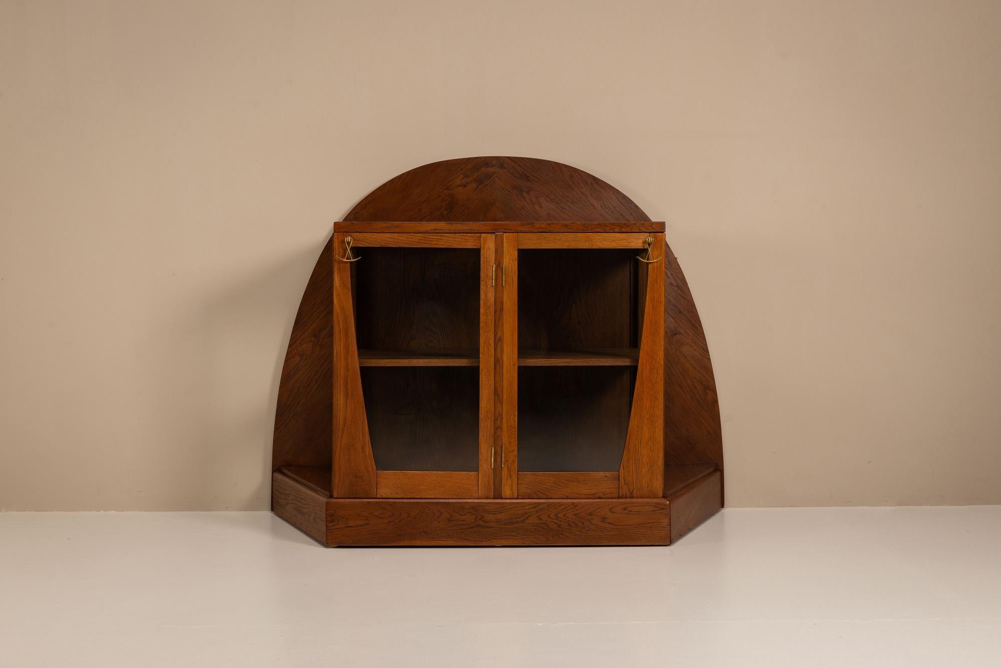 Art Deco Rare Paul Bromberg Oak Tea Cabinet Amsterdam School, The Netherlands 1918 For Sale