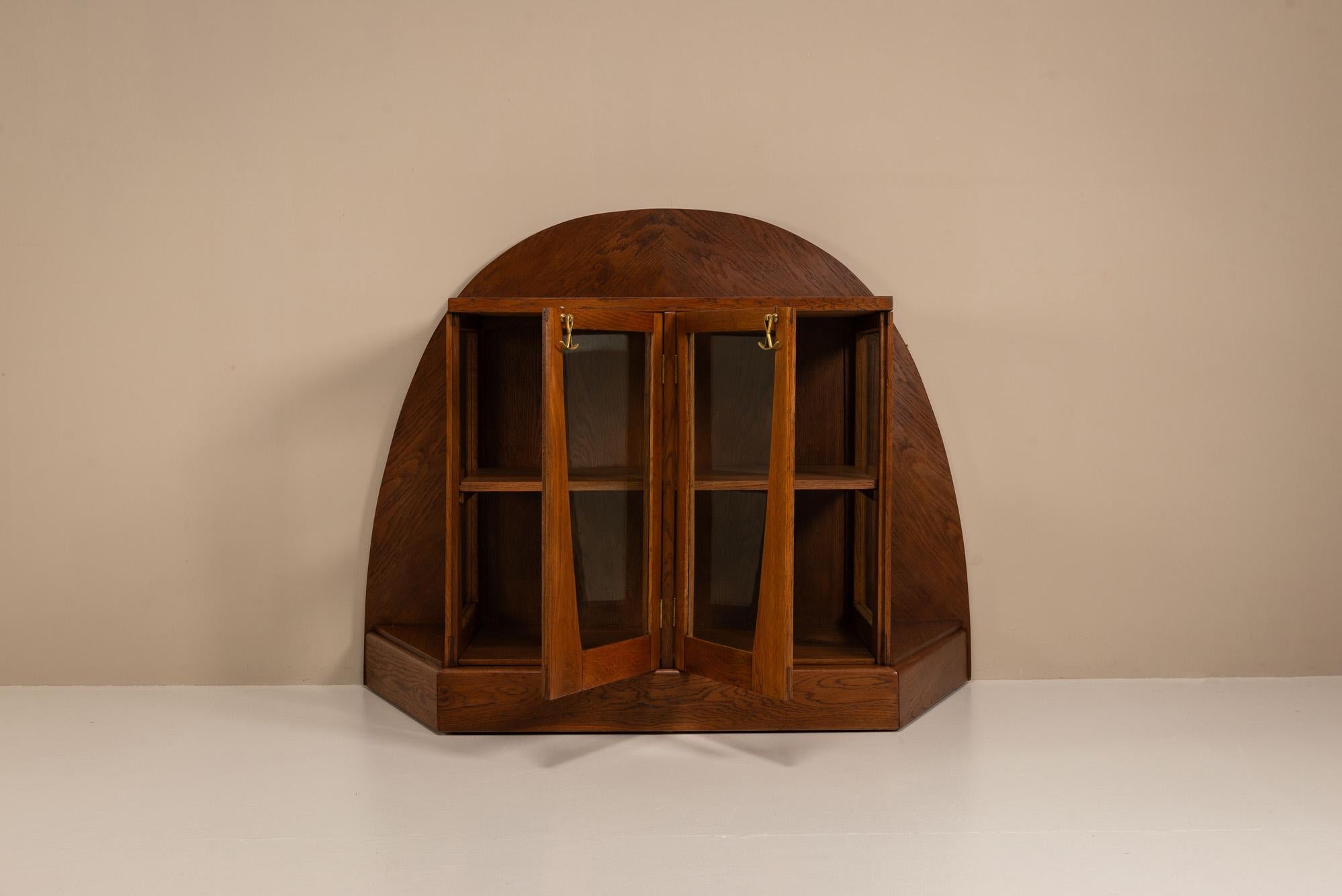Early 20th Century Rare Paul Bromberg Oak Tea Cabinet Amsterdam School, The Netherlands 1918 For Sale