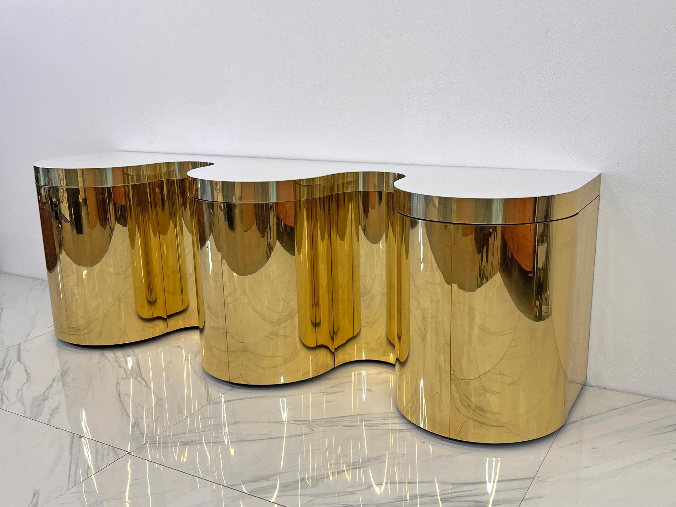 Important Rare Paul Evans, Cylindrical Console, Wavy Front Credenza C. 1980's For Sale 6