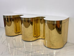 Important Rare Paul Evans, Cylindrical Console, Wavy Front Credenza C. 1980's