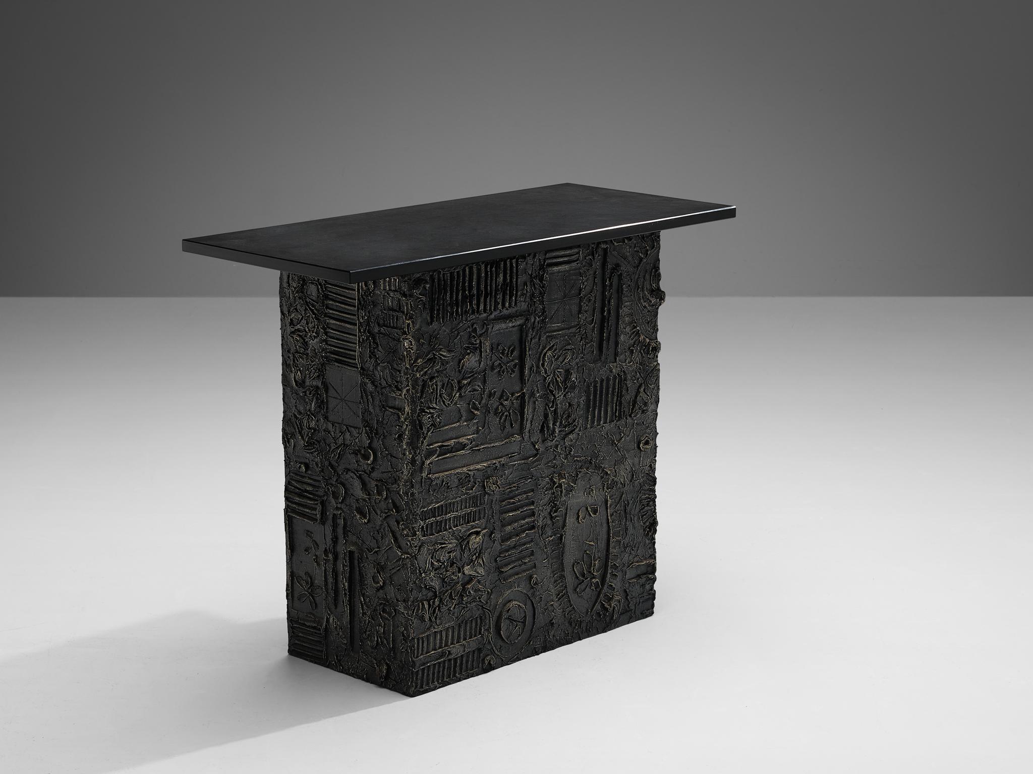 Post-Modern Rare Paul Evans for Directional Bar Suite with Barstools in Sculpted Bronze