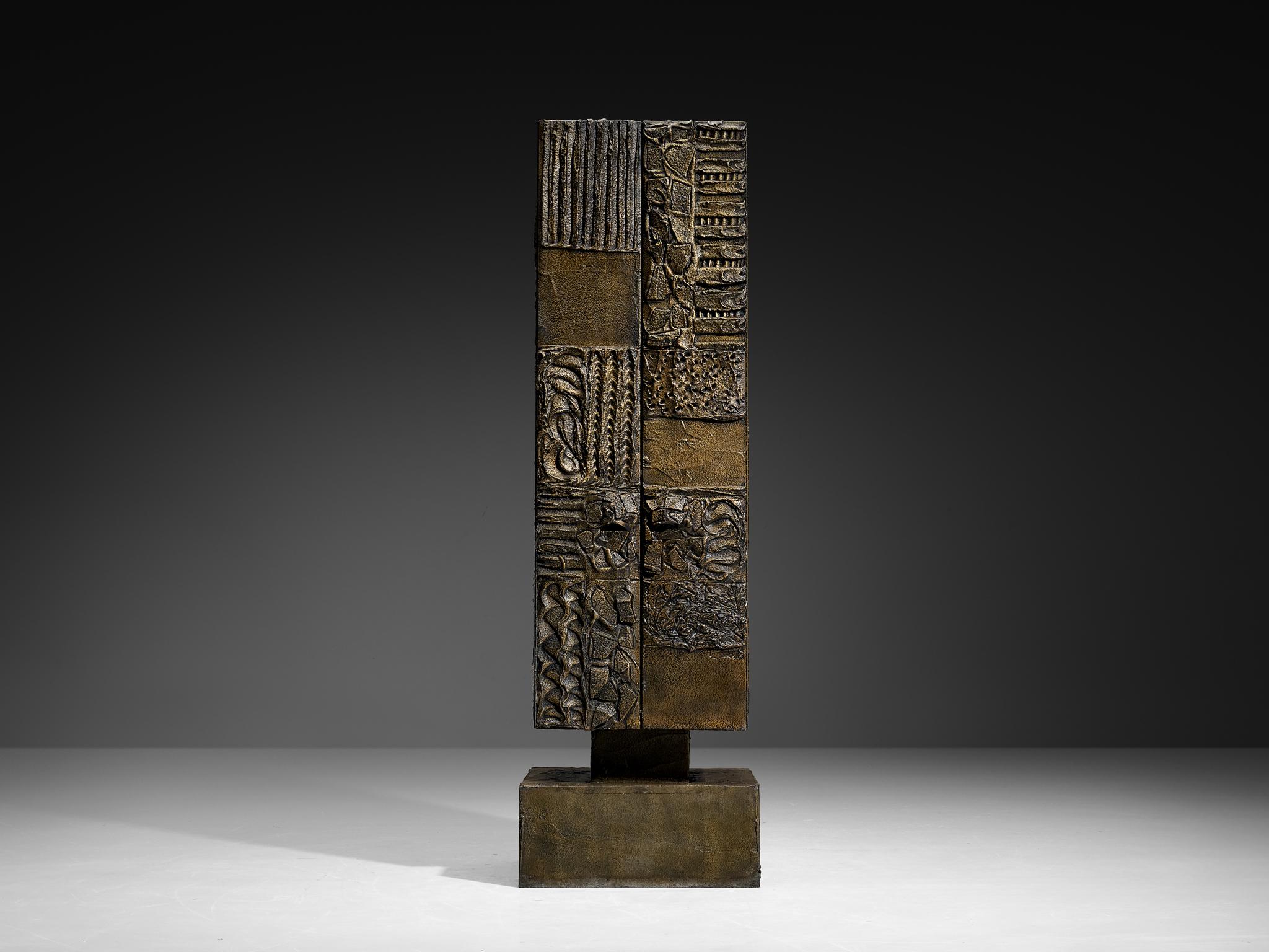 Rare Paul Evans for Paul Evans Studio 'PE72' Cabinet in Sculpted Bronze In Good Condition For Sale In Waalwijk, NL
