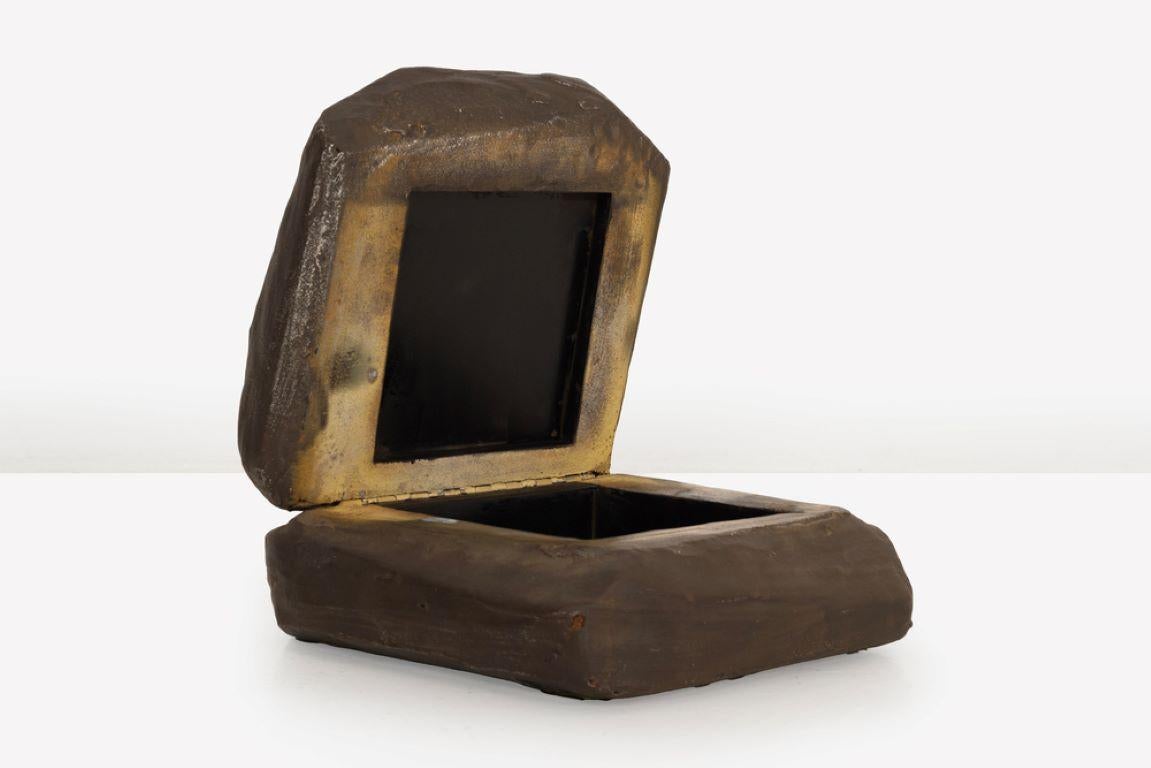 Appliqué Rare Paul Evans Sculpted Bronze Resin Hinged Box For Sale