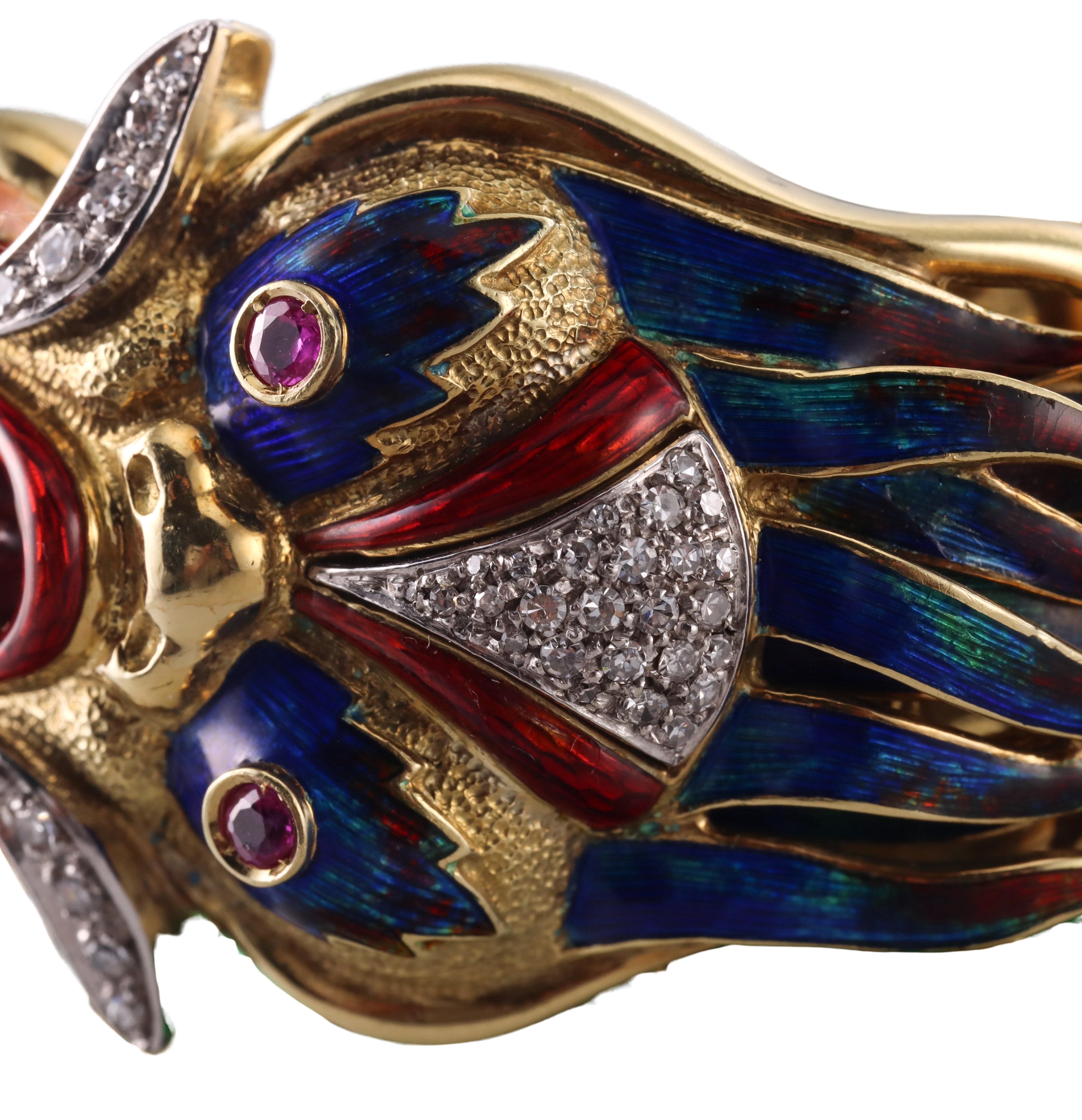 Paul Flato Bracelet dragon rare en or, émail et diamants en vente 5