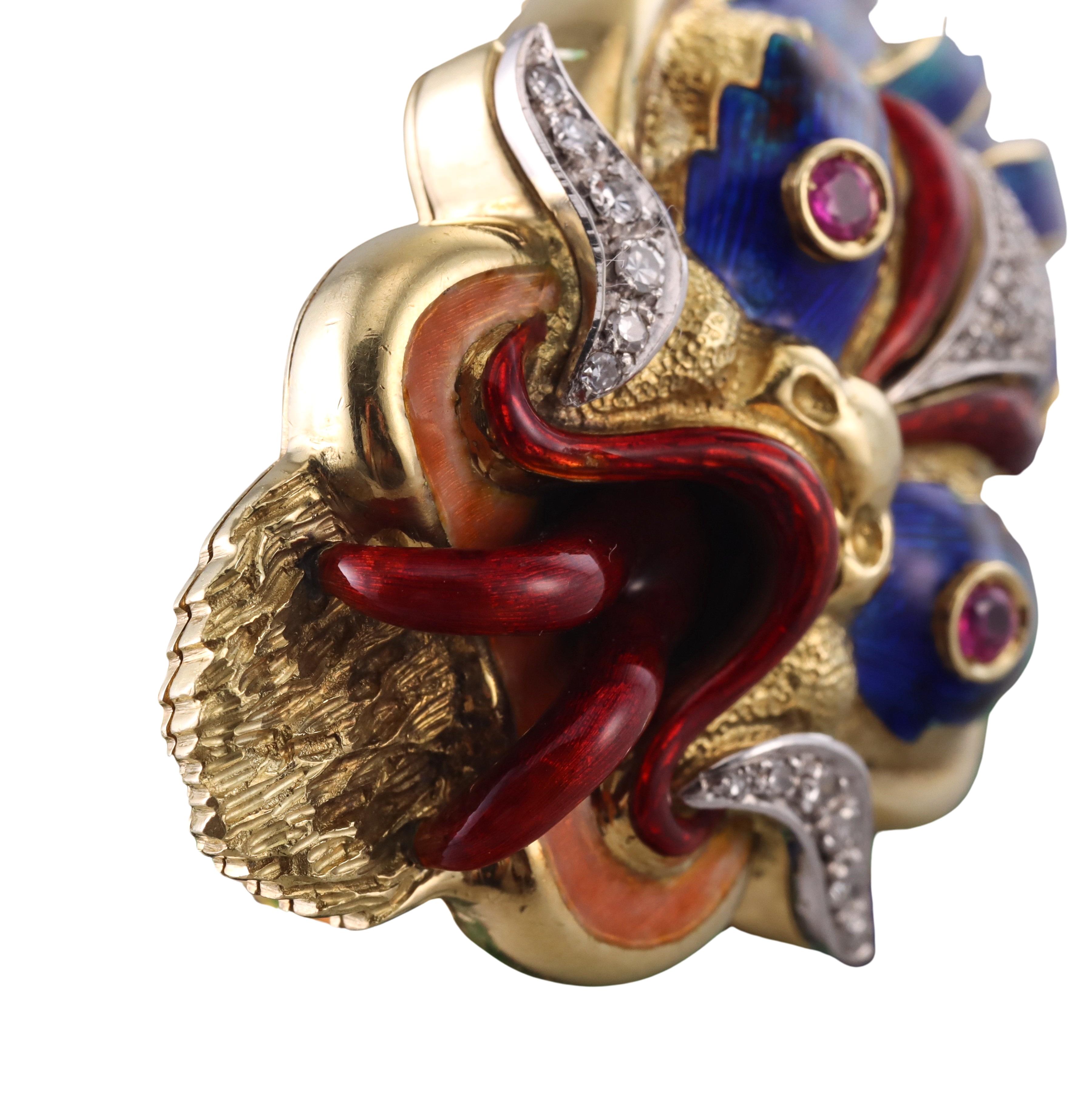 Paul Flato Bracelet dragon rare en or, émail et diamants en vente 4