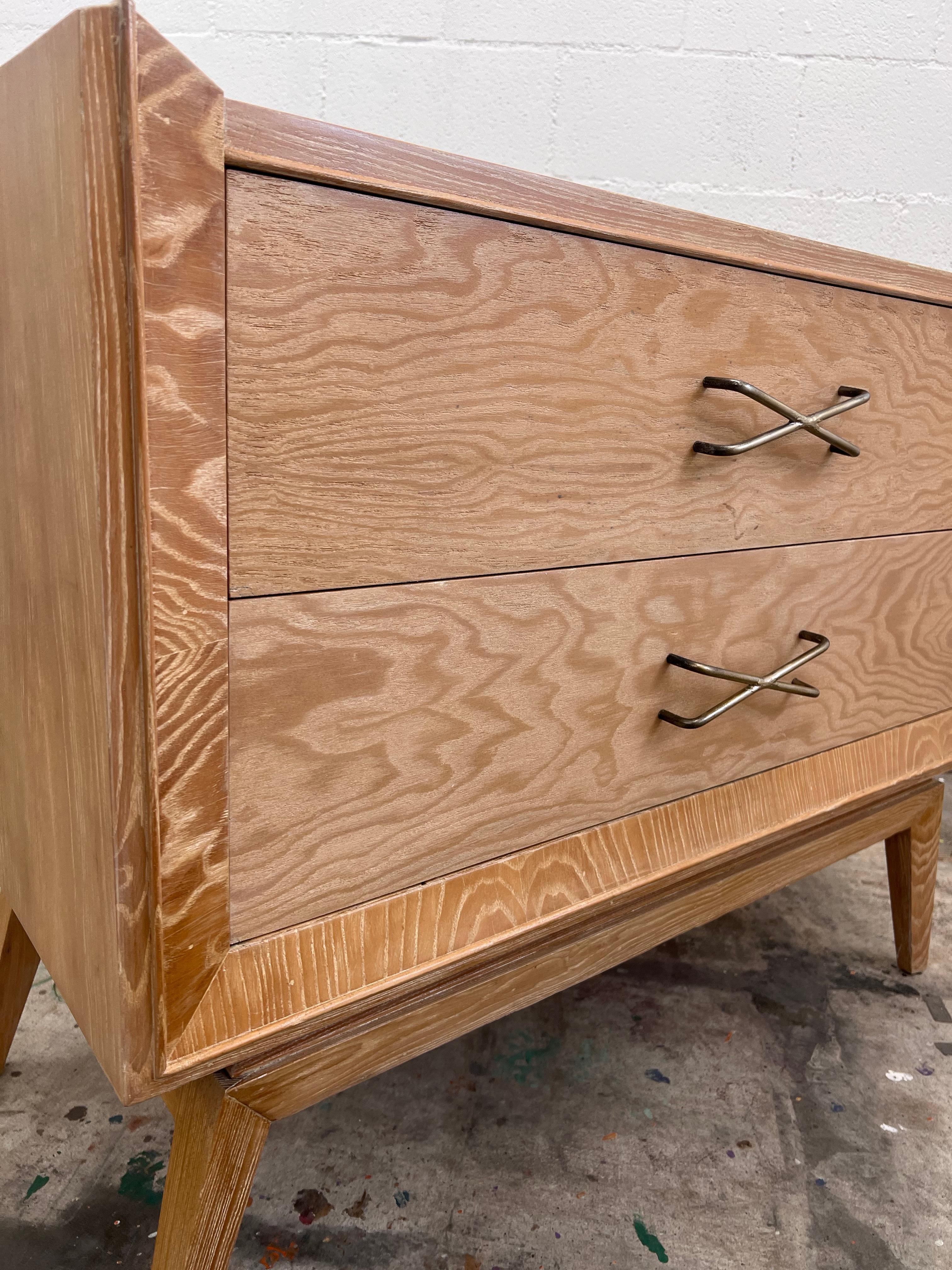 Mid-Century Modern Rare Paul Frankl 1940s X Pull two drawer dresser  For Sale
