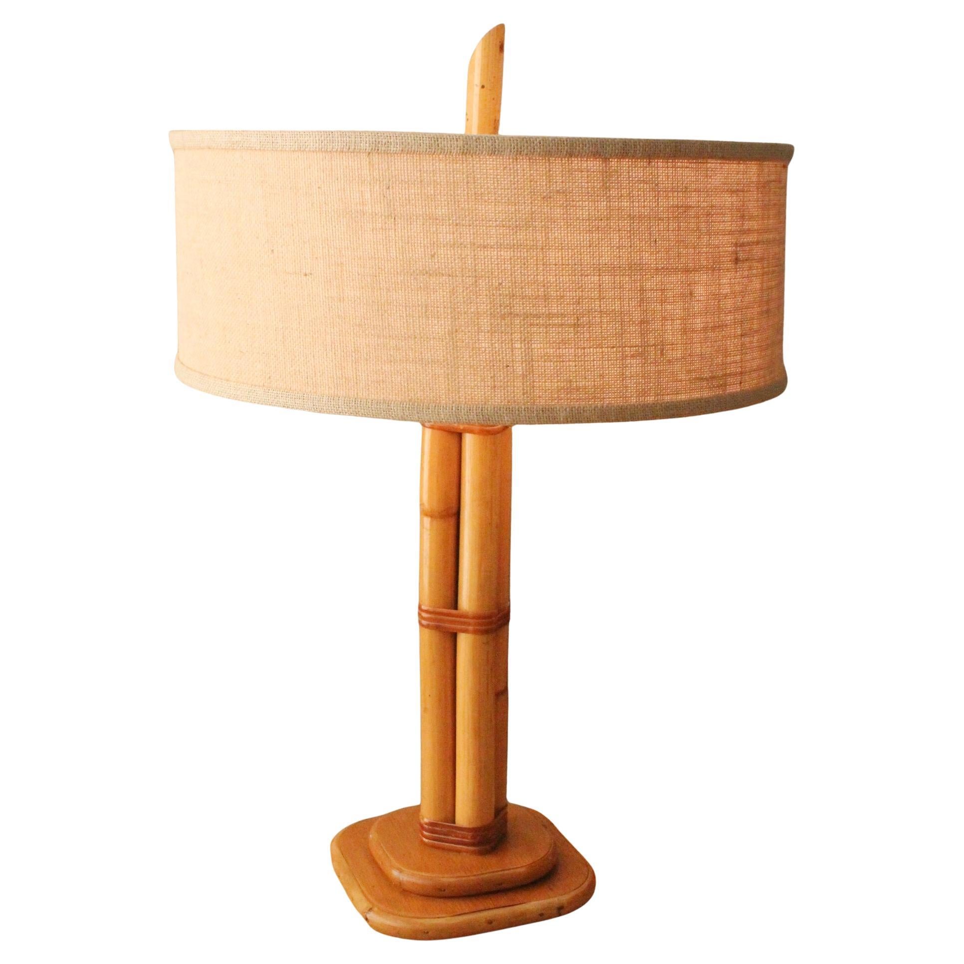 Rare! Paul Frankl Bamboo Mid Century Modern Table Lamp! 1940s Decorator Lighting