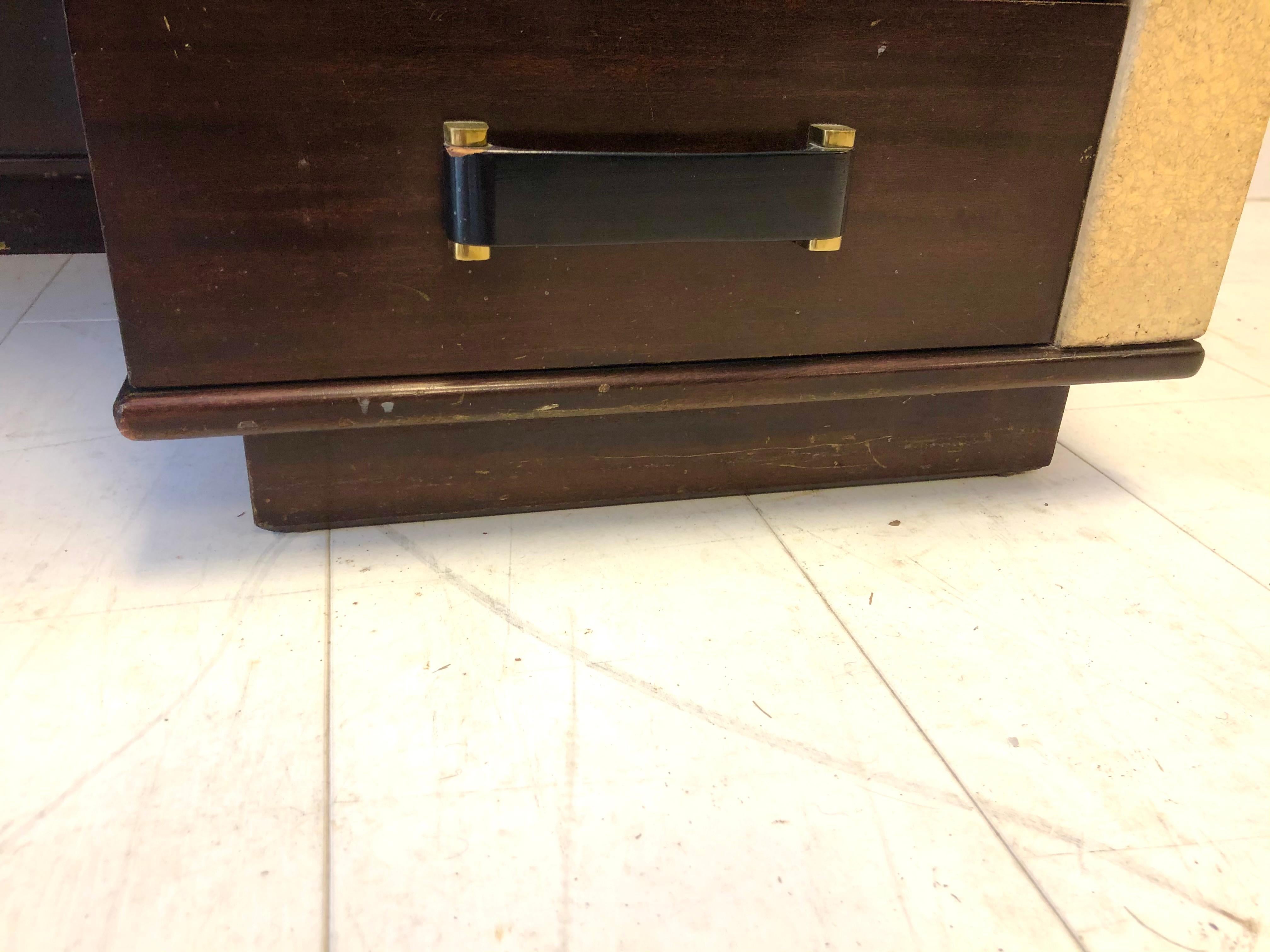 Rare Paul Frankl Cork and Mahogany Kneehole Desk For Sale 2