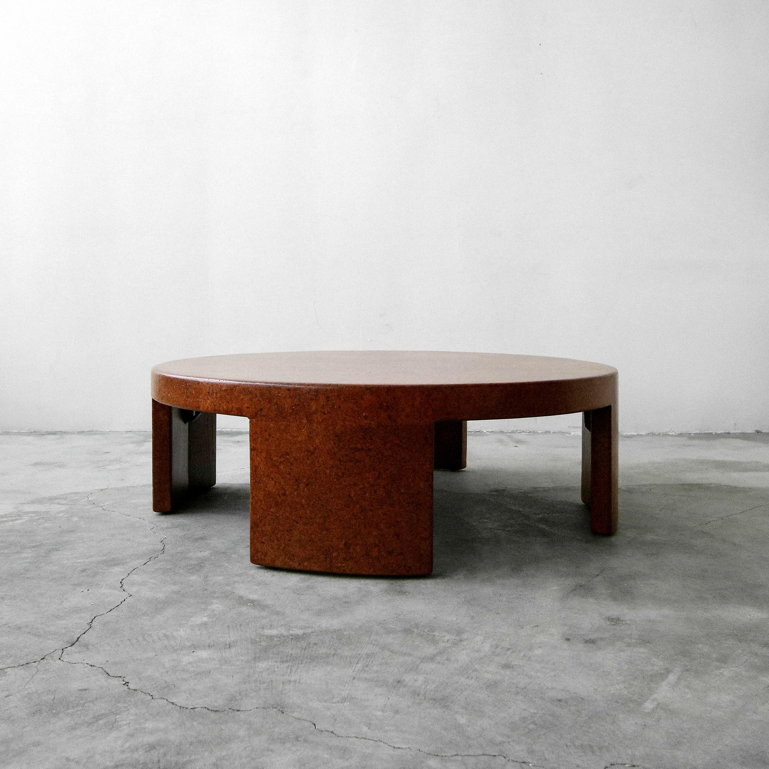 Super rare, midcentury cork coffee table by Paul Frankl for Johnson Furniture. Table is all cork over wood, including the legs. These pieces are very unique and hard to find especially in this condition

Table has been professionally restored.