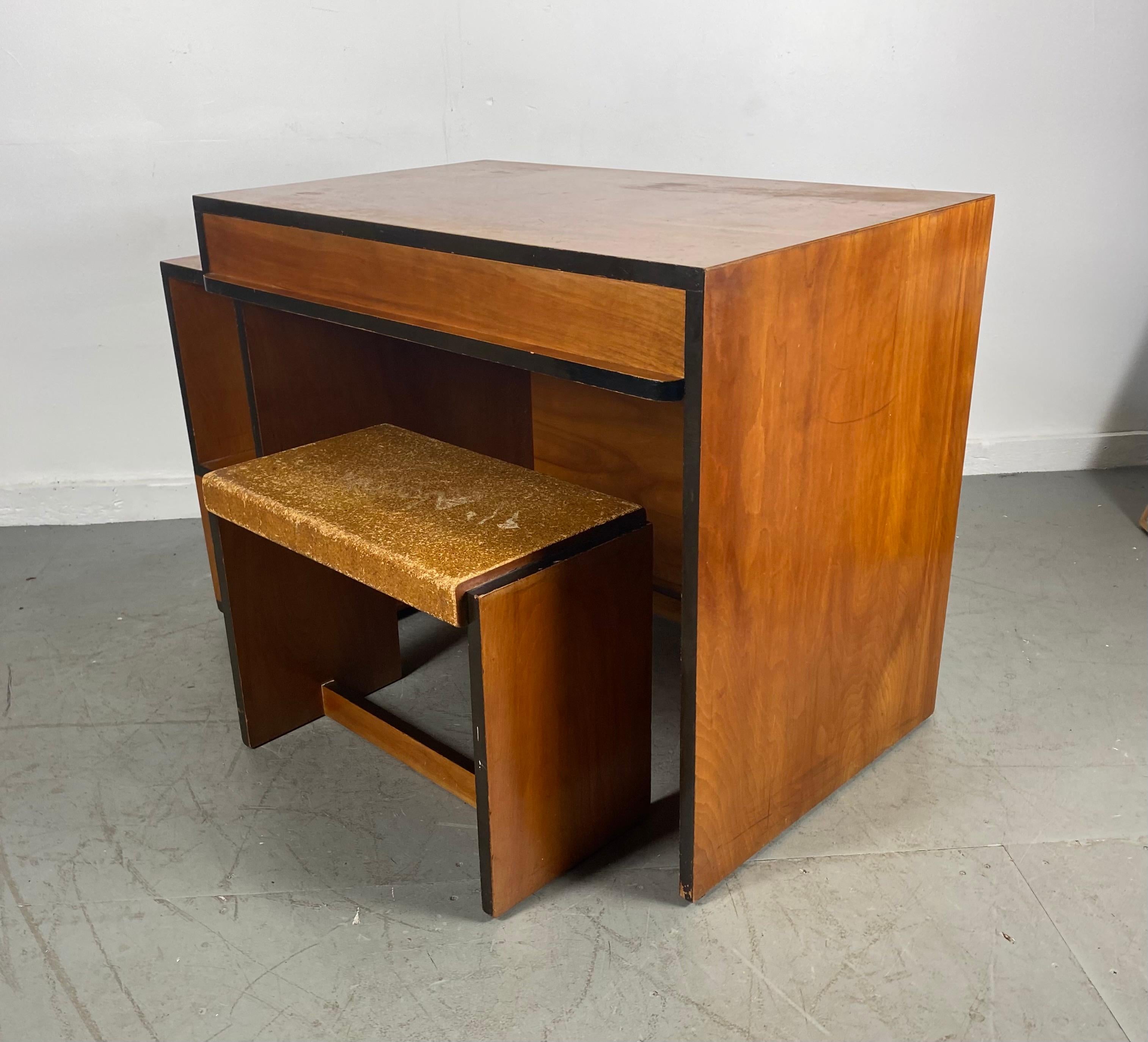 American Rare Paul Frankl Skyscraper Desk / Bench, Art Deco, Modernist, Cubist For Sale