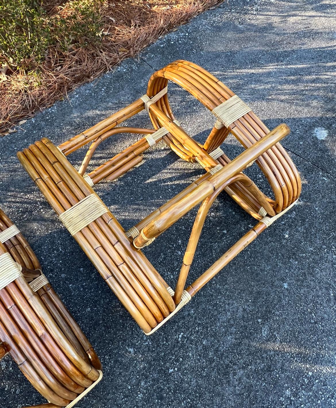 Exquisite Vintage Paul Frankl Style 5-Strand Rattan Cane Art Deco Club Chairs 4