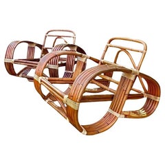 Exquisite Vintage Paul Frankl Style 5-Strand Rattan Cane Art Deco Club Chairs