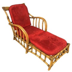 Rare Paul Frankl Styled Faux Rattan Outdoor/Patio Chaise Lounge Chair, Pair