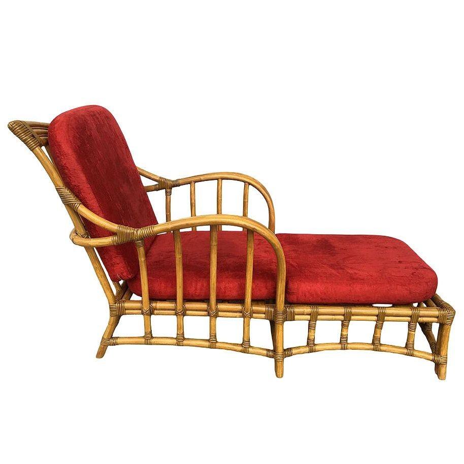 Mid-Century moderno Rara sedia a sdraio da esterno/patio in finto rattan di Paul Frankl, coppia in vendita