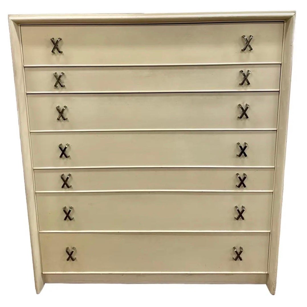 Rare Paul Frankl Tall Dresser High Chest Drawers X-Pulls From Johnson Furniture