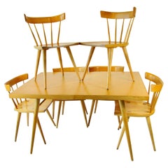 Retro Rare Paul McCobb Blonde Planner Group Extension Table with Six Chairs