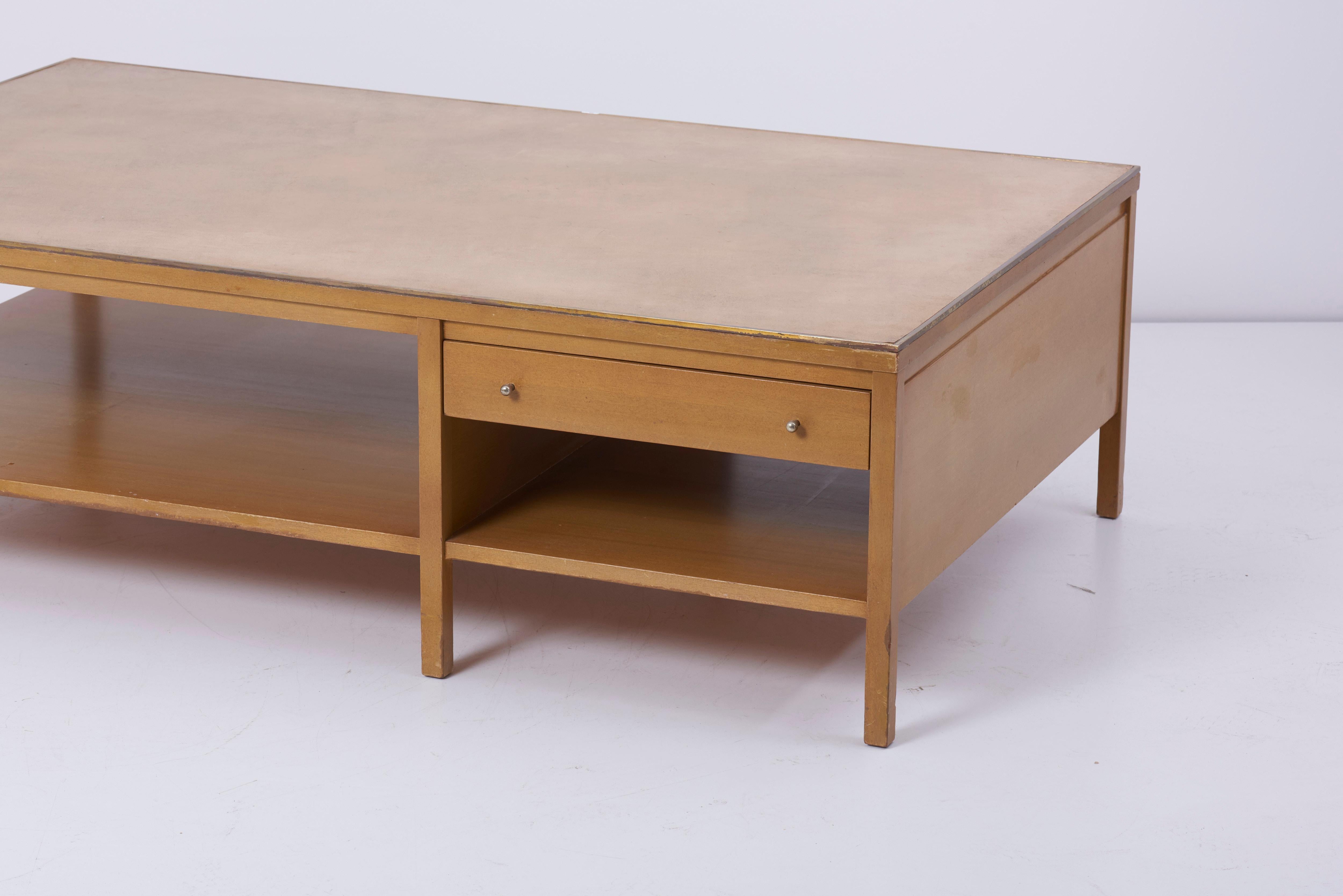 Rare Paul McCobb Coffee Table with Leather Top for Calvin US 1950s For Sale 1