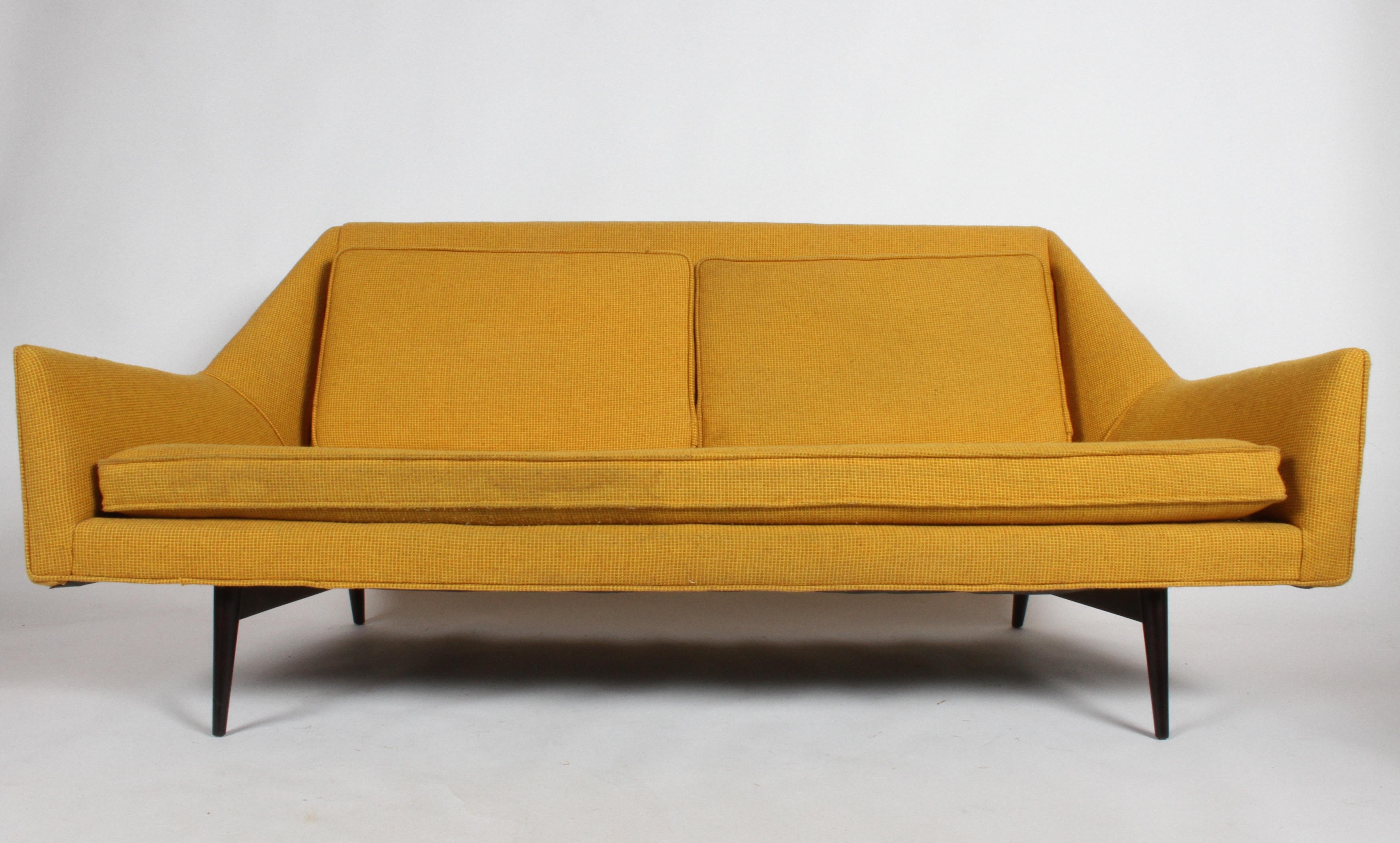 Rare Mid-Century Modern Paul McCobb für Directional Sculptural Cubist Sofa  im Angebot 11