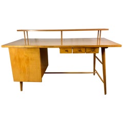 Vintage Rare Paul McCobb Desk in Maple, 1950s, Multi-Level, Classic Modernist Design