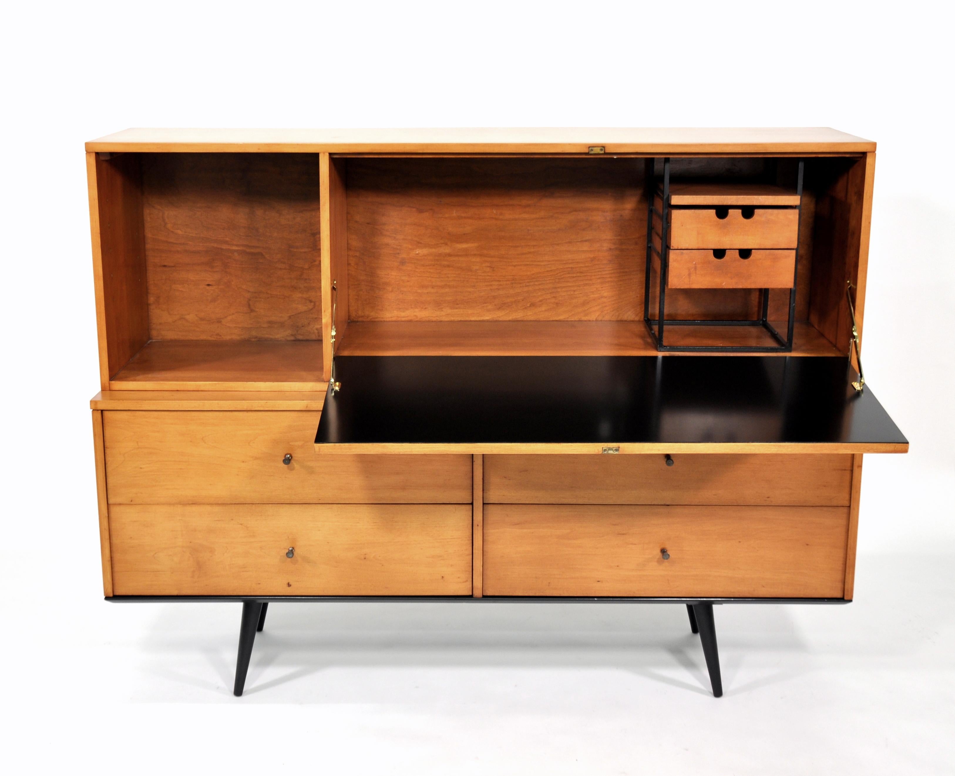 Iron Paul McCobb Drop Lid Desk Cabinet, Winchendon Furniture, 1950s