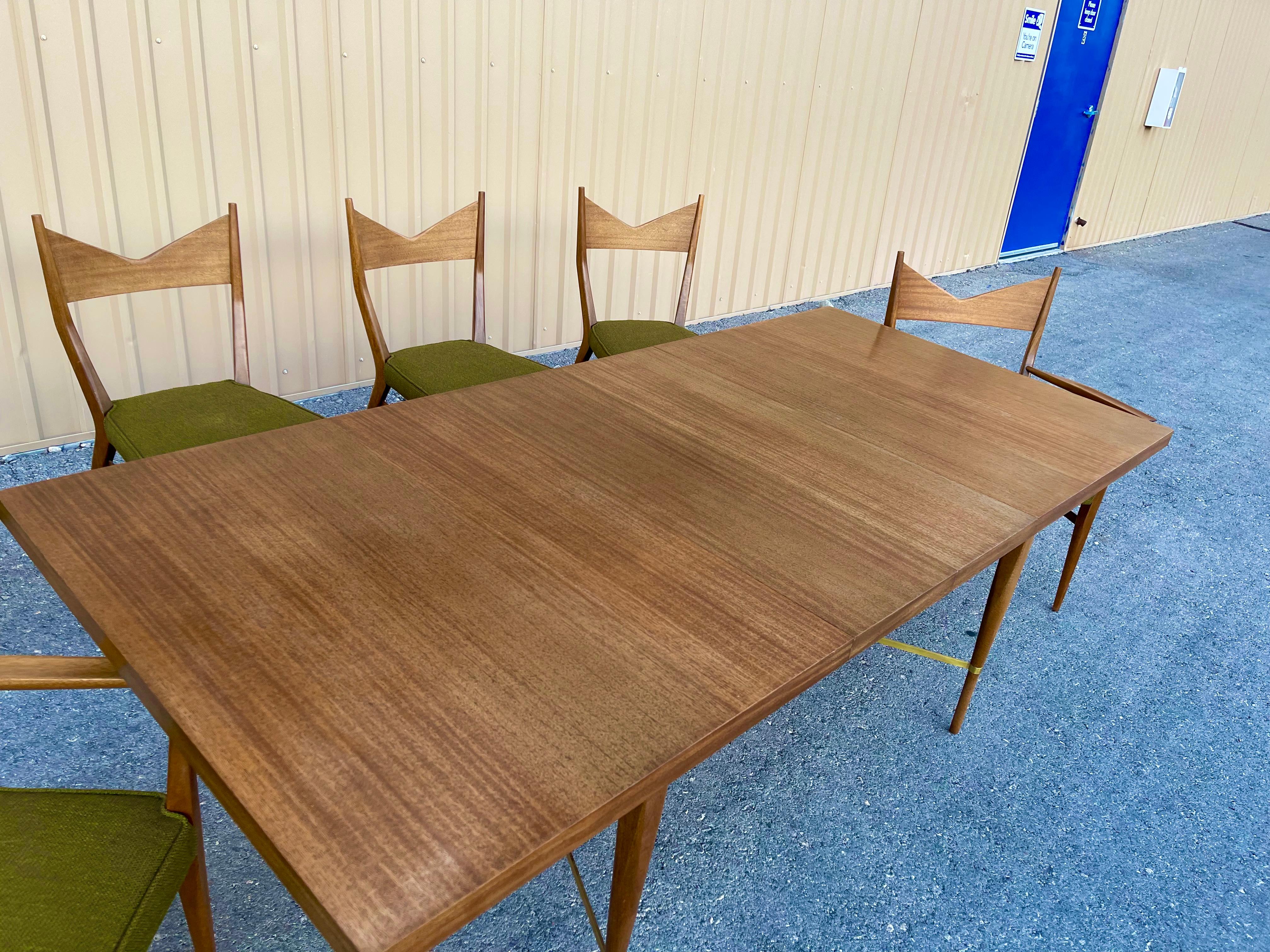 Rare Paul McCobb for Calvin Dining Brass X Stretcher Table & 6 Bowtie Chairs 9