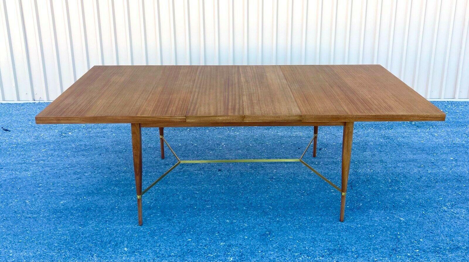 American Rare Paul McCobb for Calvin Dining Brass X Stretcher Table & 6 Bowtie Chairs
