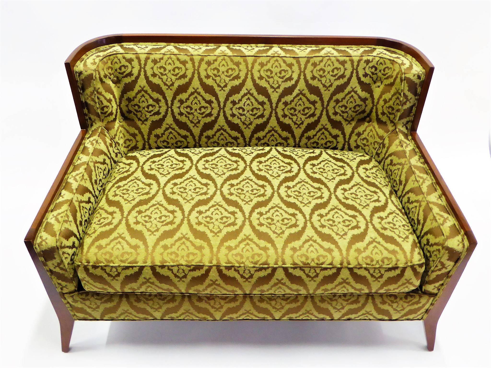 Mid-Century Modern Rare Paul McCobb Loveseat Sofa with Walnut Frame