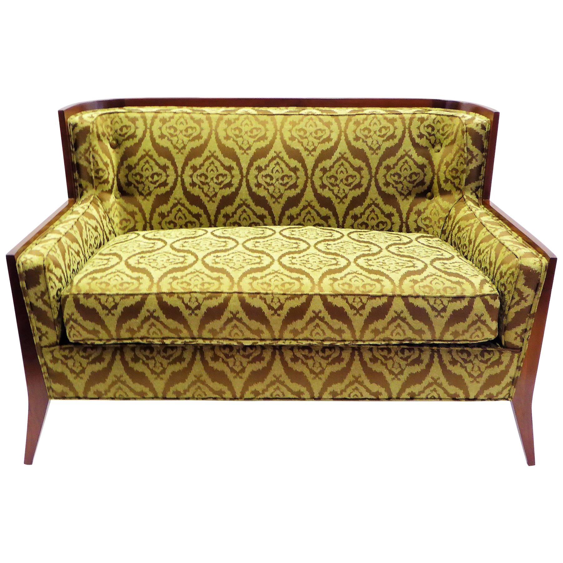 Rare Paul McCobb Loveseat Sofa with Walnut Frame