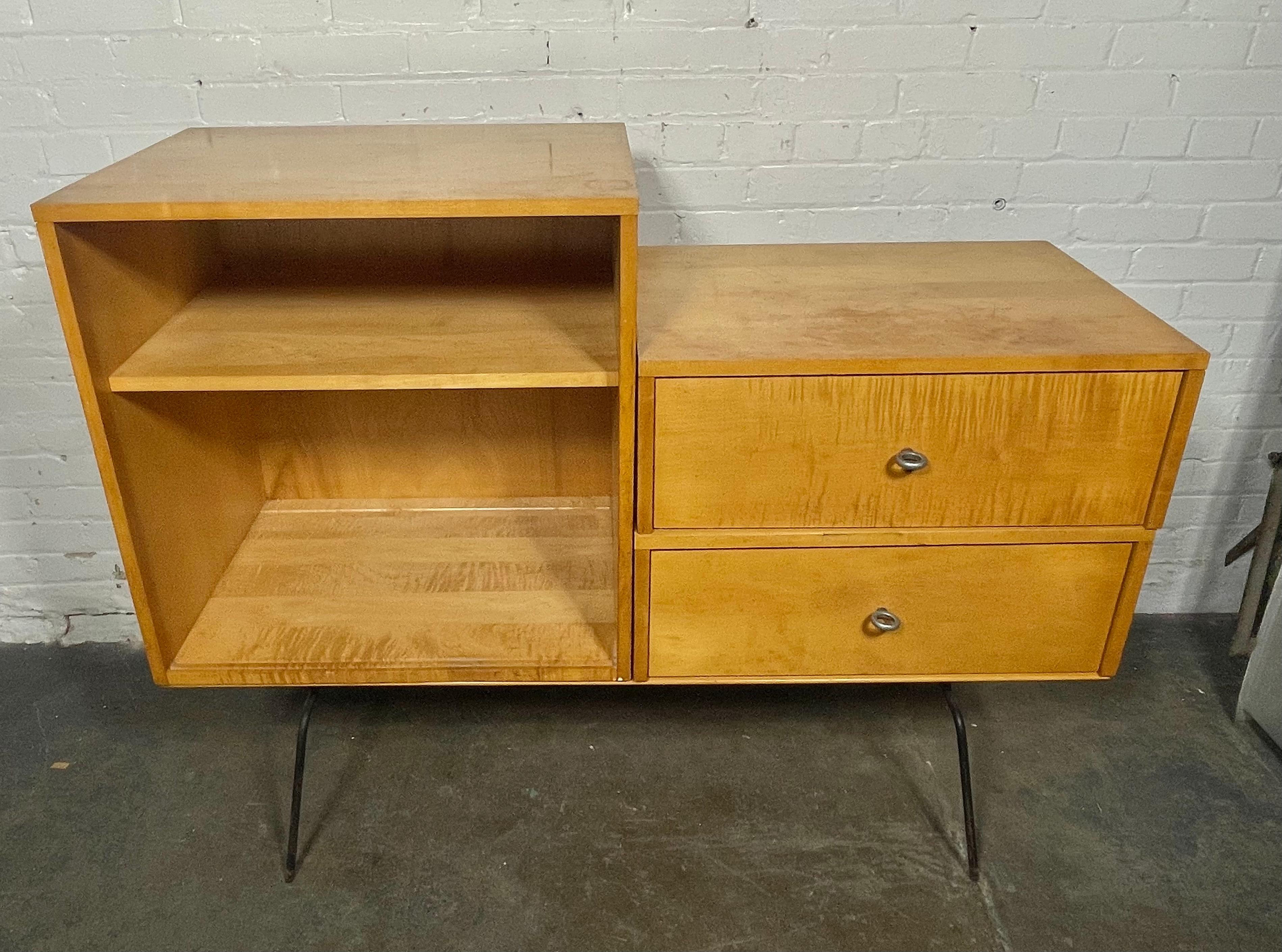 Rare Paul McCobb modular cabinet , aluminum ring pulls / iron base In condizioni buone in vendita a Buffalo, NY