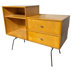 Rare Paul McCobb modular cabinet , aluminum ring pulls / iron base