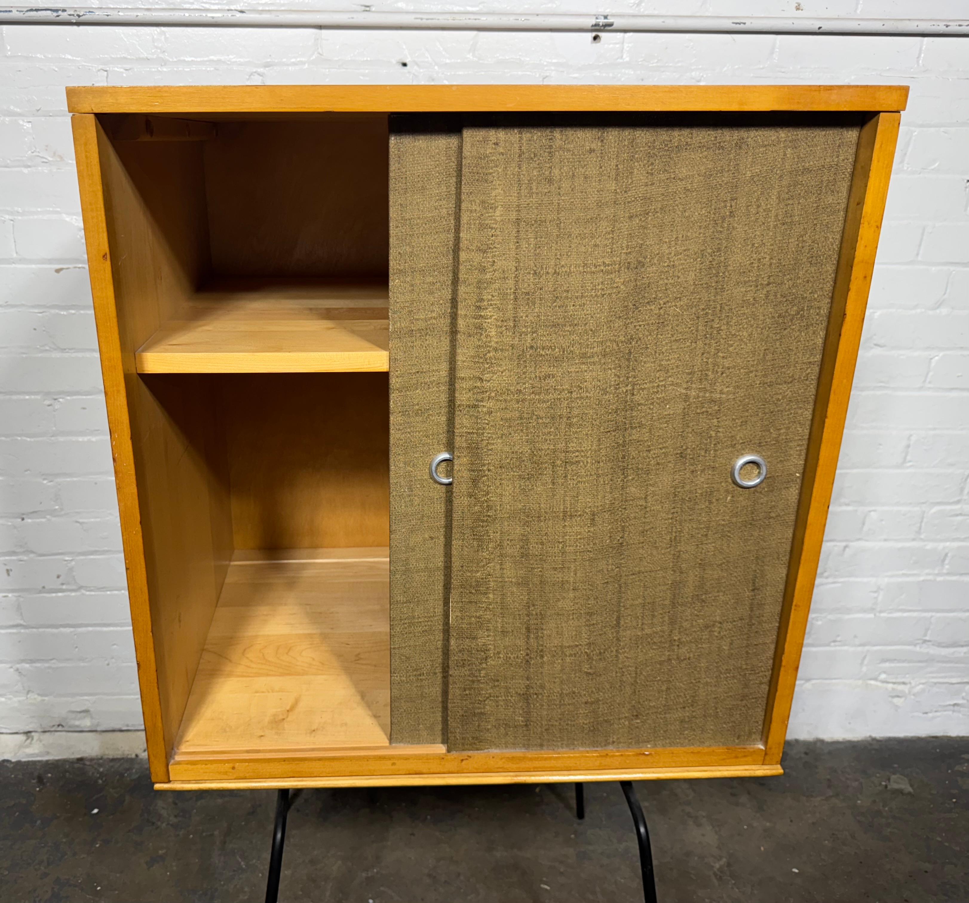 Americano Rare Paul McCobb Modular Sliding Door Cabinet / bookcase on rare iron base in vendita