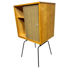 Rare Paul McCobb Modular Sliding Door Cabinet / bookcase on rare iron base