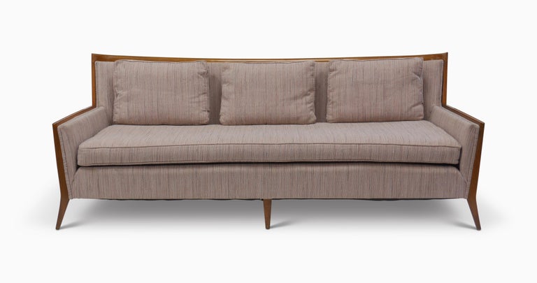 Rare Paul McCobb Walnut Framed Sofa In Good Condition For Sale In Hadley, MA