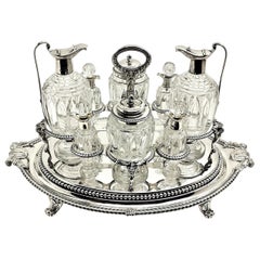 Rare Paul Storr Antique Georgian Silver & Class Cruet Stand Condiment Set 1806