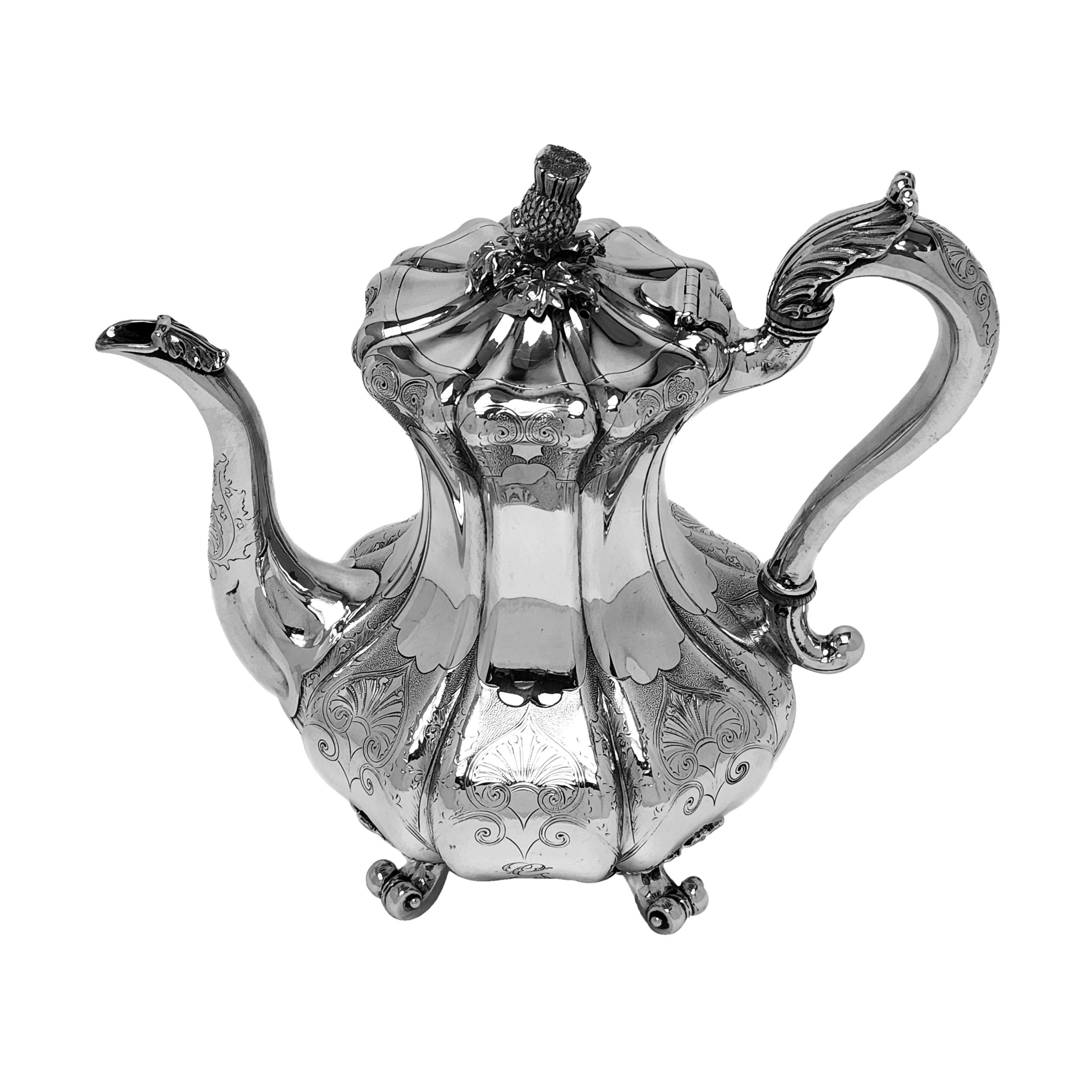19th Century Rare Paul Storr Antique Sterling Silver 4 Piece Tea & Coffee Set 1838