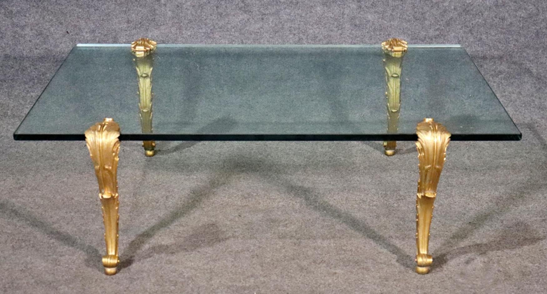 This coffee table was made by America's oldest metals foundry in New York City. The casting quality of P.E. Geurin is possibly some of the finest in the world and definitely the finest in the USA. This table measures 15