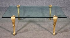 Rare P.E. Guerin Cast Bronze Thick Glass Coffee Table, Circa 1950