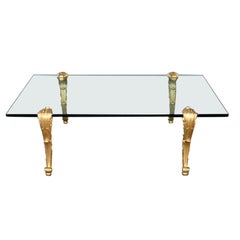 Rare P.E. Guerin Cast Bronze Thick Glass Coffee Table, Circa 1950