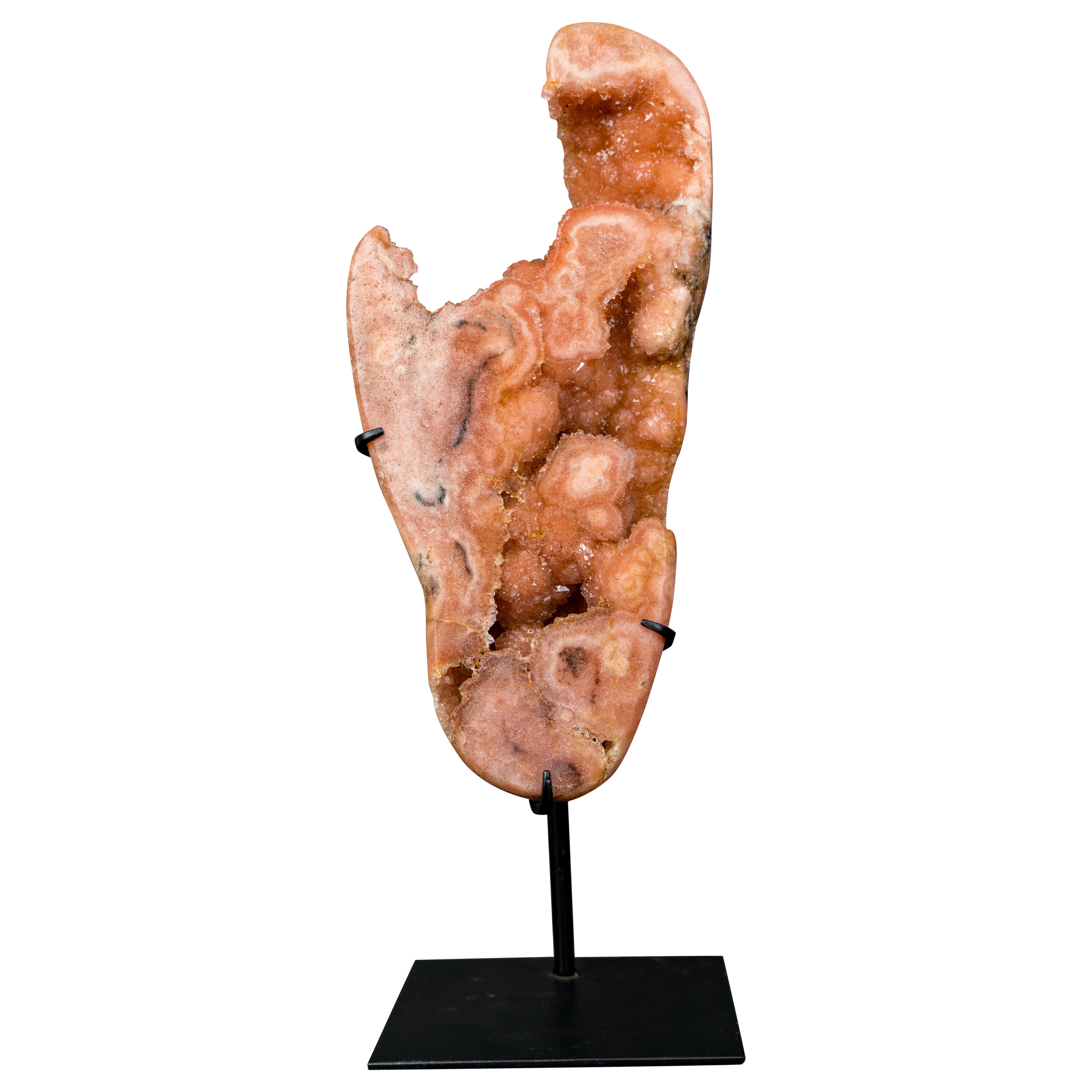 Rare Peach Pink Amethyst Geode with Sparkly Galaxy Druzy