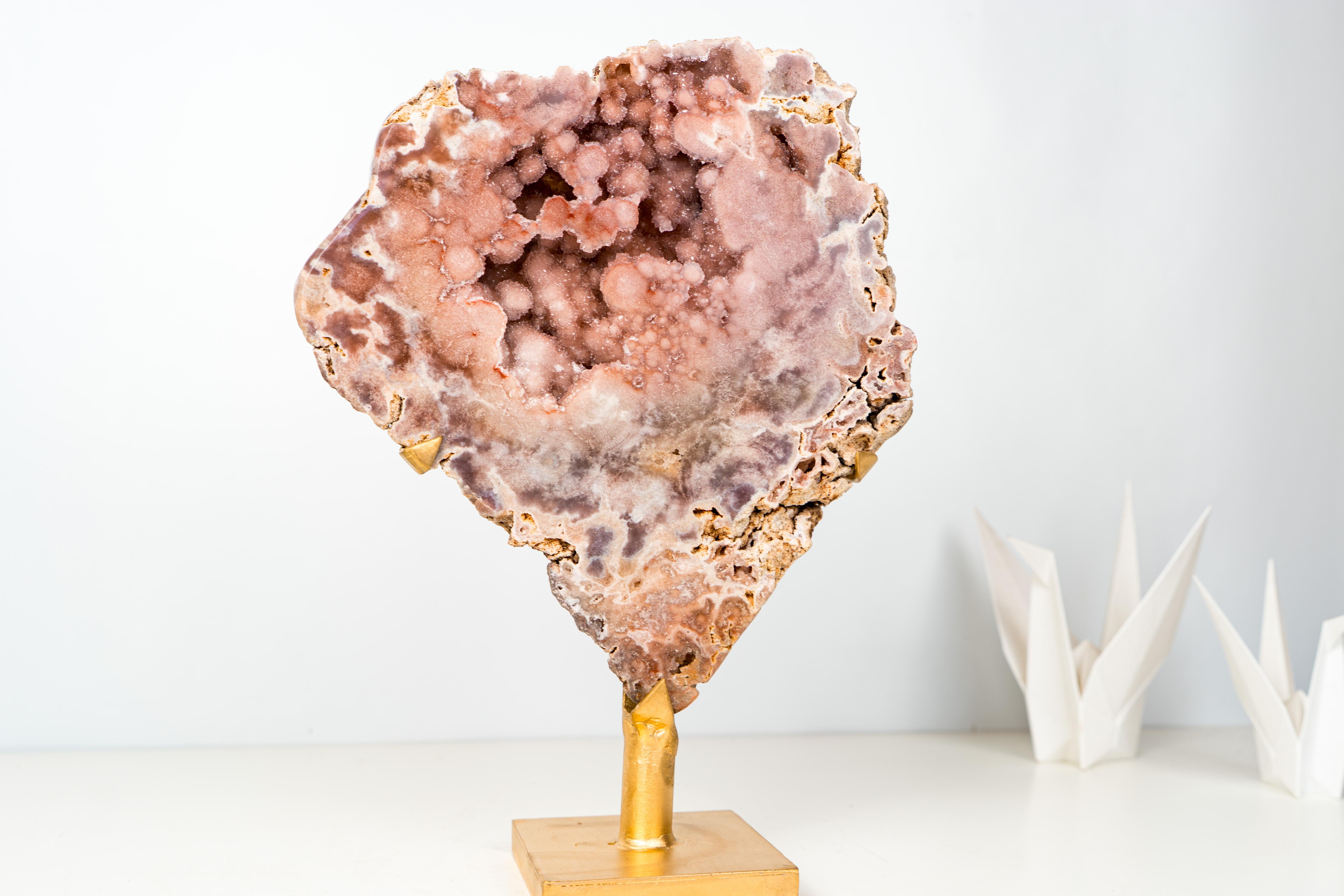 Raro geode di ametista rosa pesca con superba galassia rosa druzy in vendita 3
