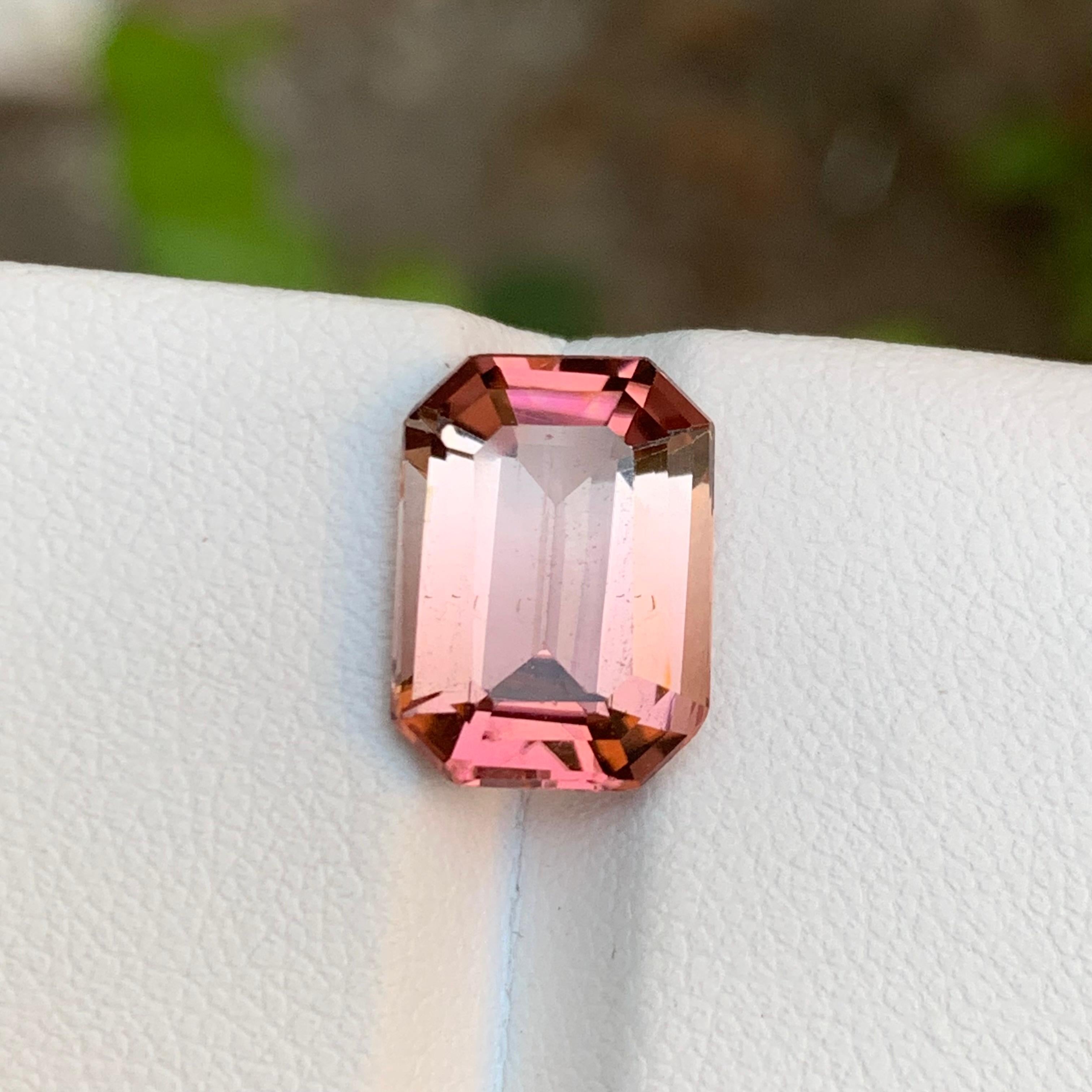 GEMSTONE TYPE: Tourmaline
PIECE(S): 1
WEIGHT: 4.80 Carats
SHAPE: Emerald Cut
SIZE (MM): 12.49 x 8.95 x 5.53
COLOR: Peachy Pink Bicolor
CLARITY: 95% Eye Clean
TREATMENT: None
ORIGIN: Africa
CERTIFICATE: On demand
(if you require a certificate, kindly