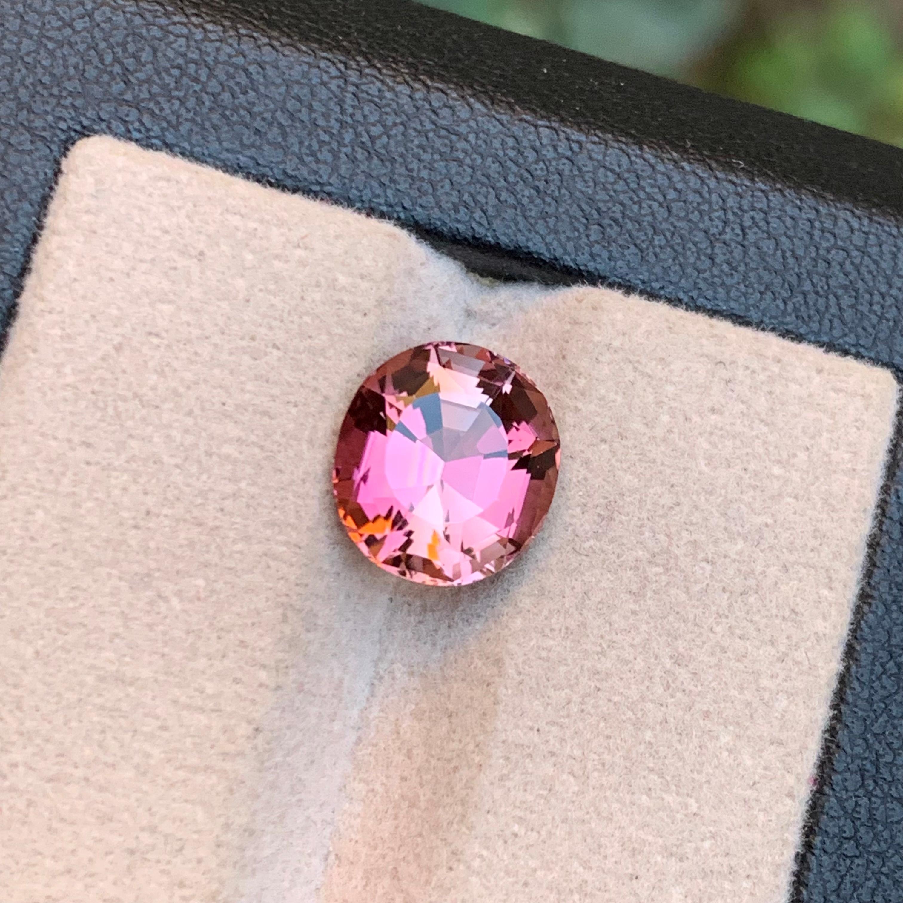 Rare Peachy Pink Natural Tourmaline Gemstone, 3.80 Ct Fancy Cushion Cut for Ring For Sale 3