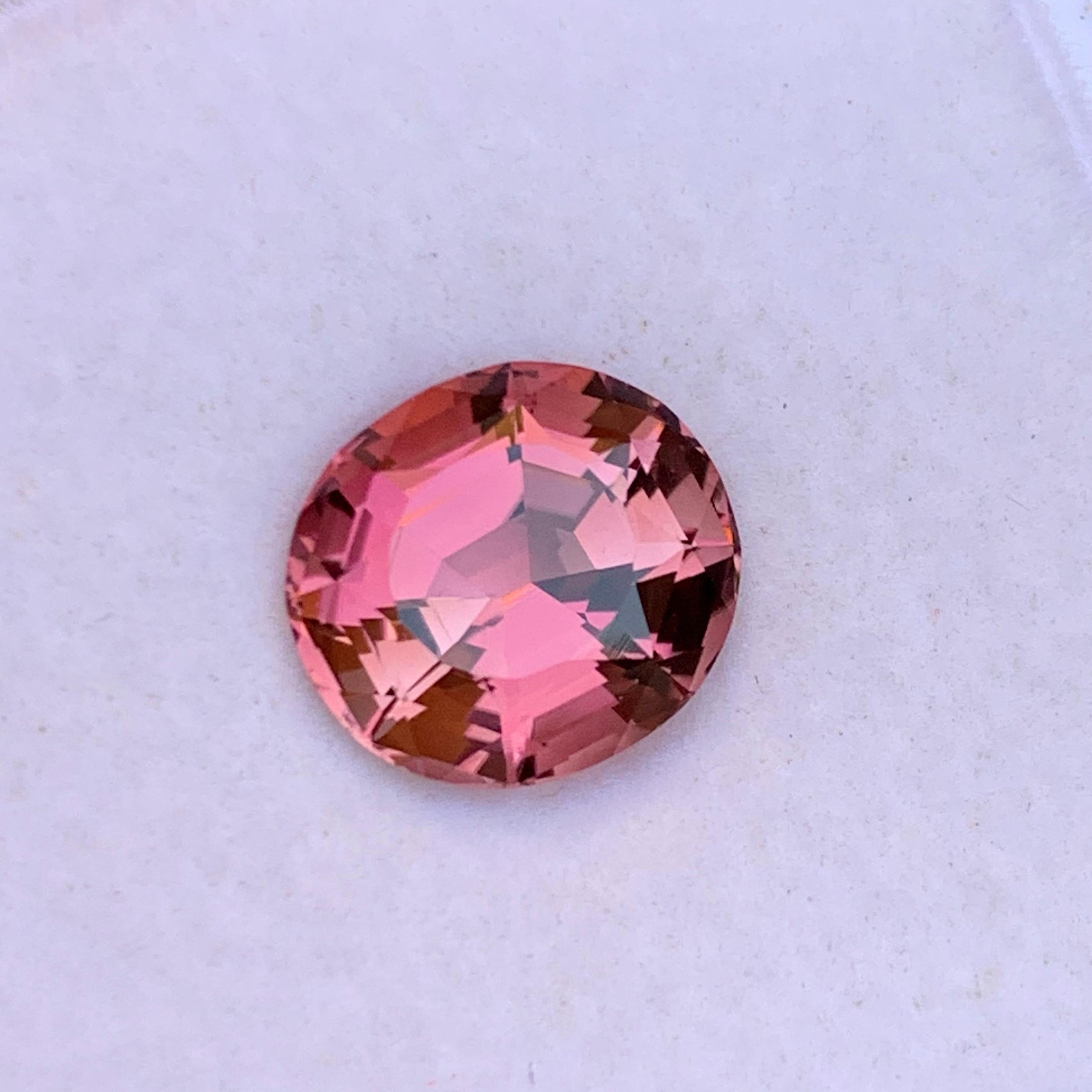 Rare Peachy Pink Natural Tourmaline Gemstone, 3.80 Ct Fancy Cushion Cut for Ring For Sale 4