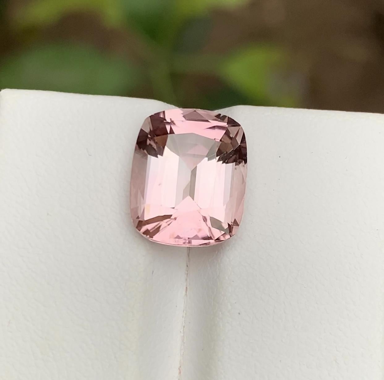 Rare Peachy Pink Natural Tourmaline Gemstone, 5.70 Ct Cushion Cut-Ring/Pendant For Sale 5