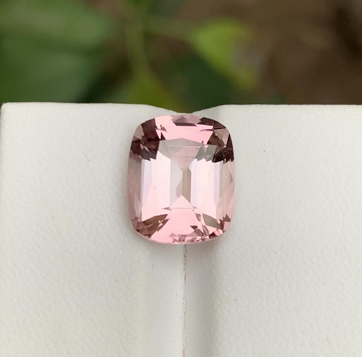 Contemporary Rare Peachy Pink Natural Tourmaline Gemstone, 5.70 Ct Cushion Cut-Ring/Pendant For Sale