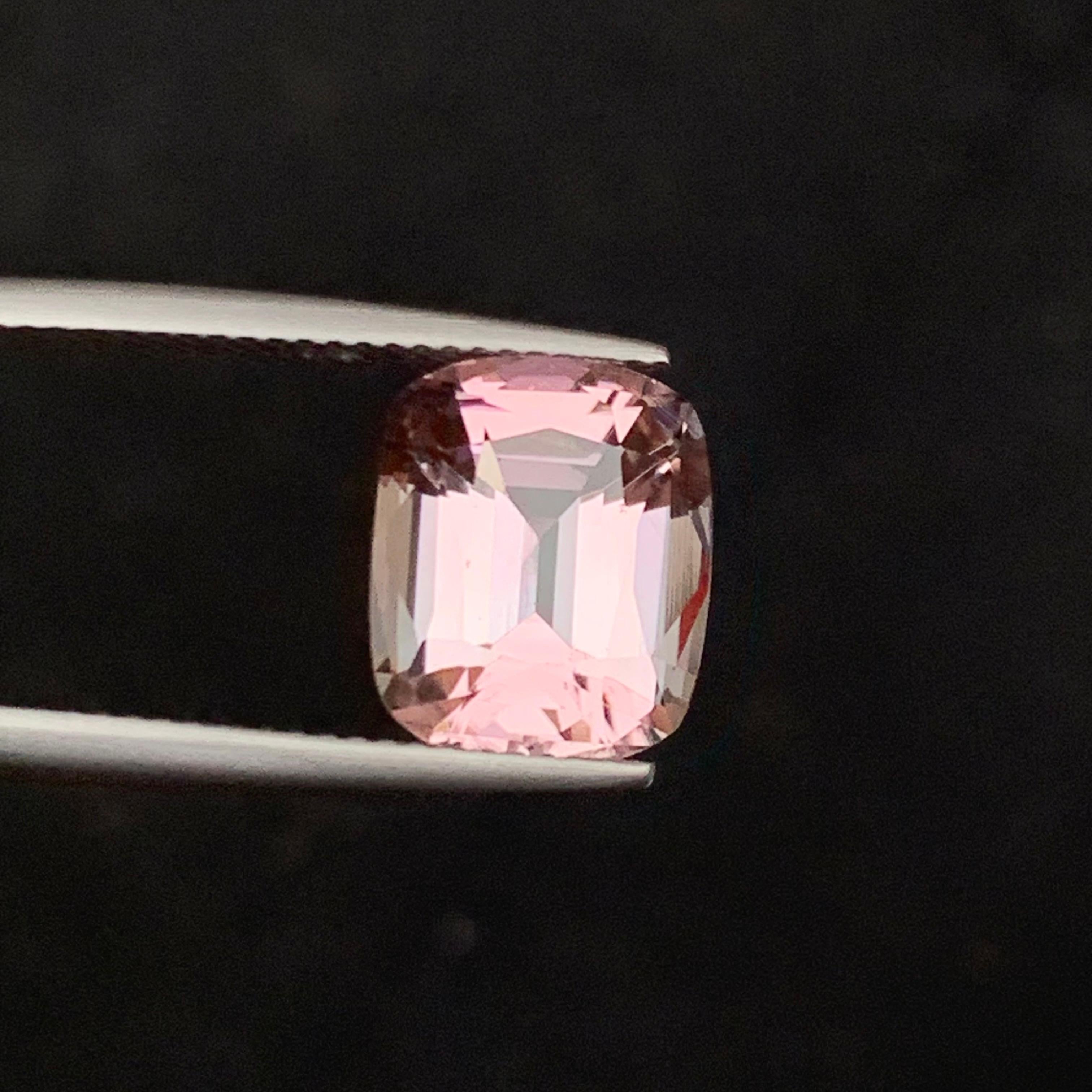 Women's or Men's Rare Peachy Pink Natural Tourmaline Gemstone, 5.70 Ct Cushion Cut-Ring/Pendant For Sale