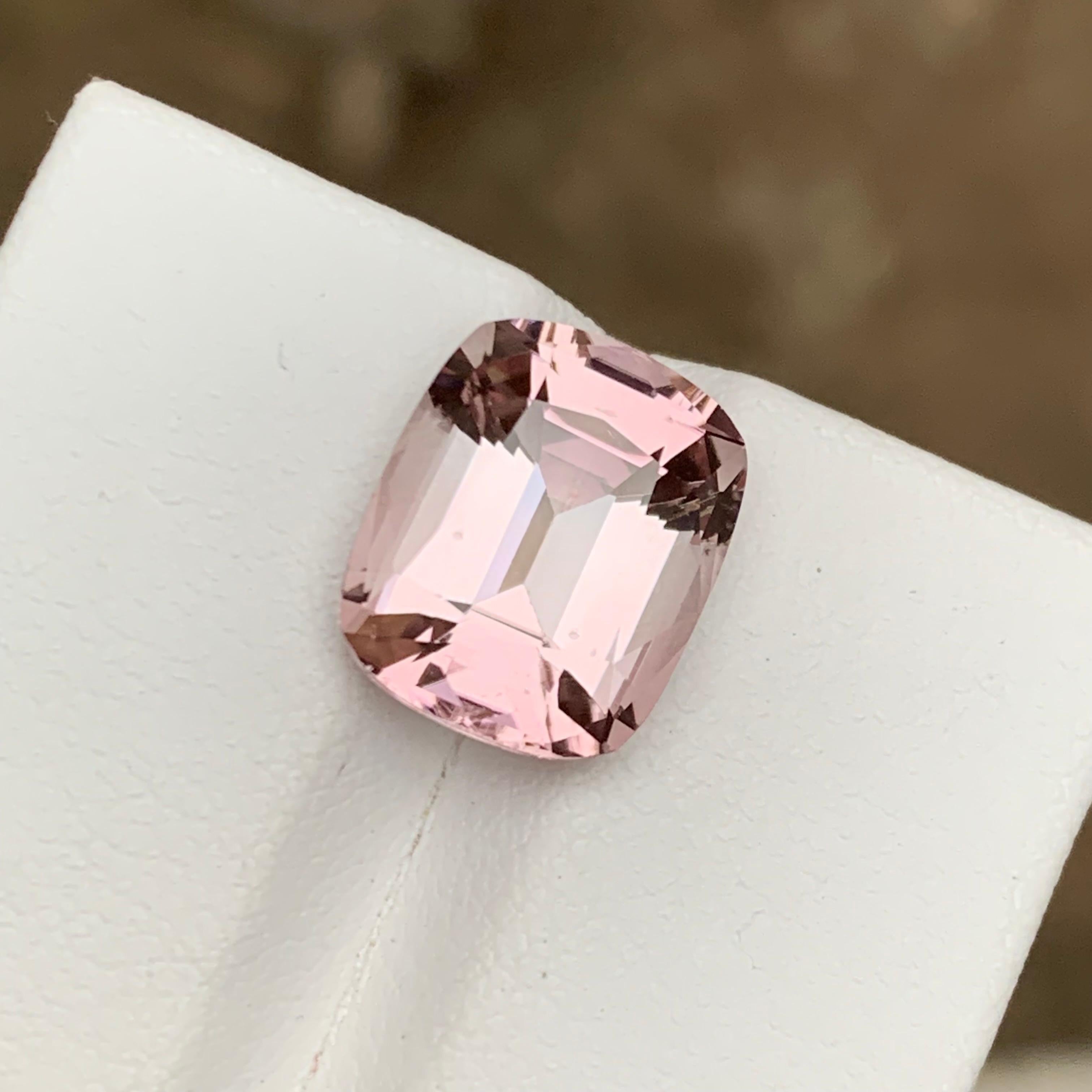 Rare Peachy Pink Natural Tourmaline Gemstone, 5.70 Ct Cushion Cut-Ring/Pendant For Sale 1