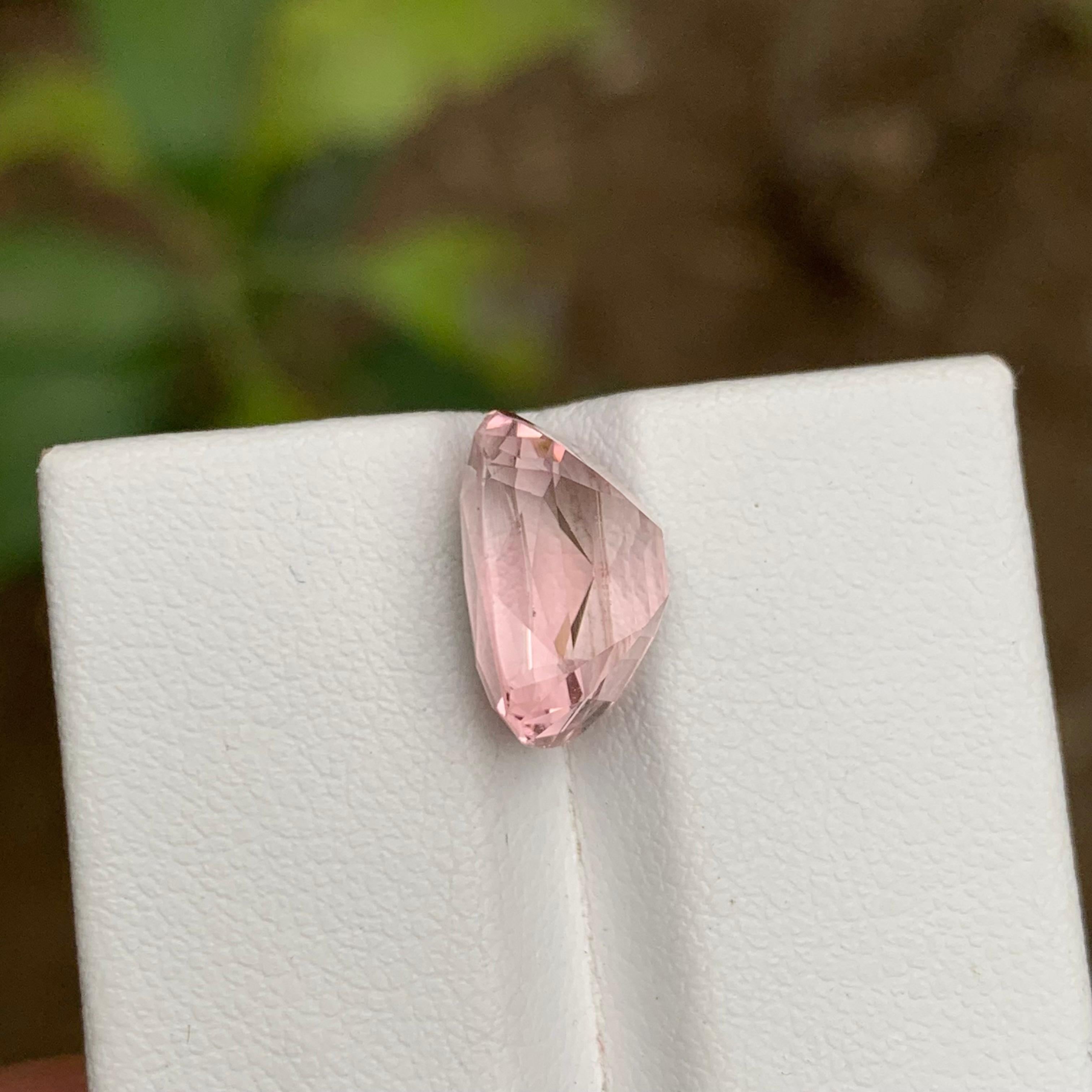 Rare Peachy Pink Natural Tourmaline Gemstone, 5.70 Ct Cushion Cut-Ring/Pendant For Sale 3
